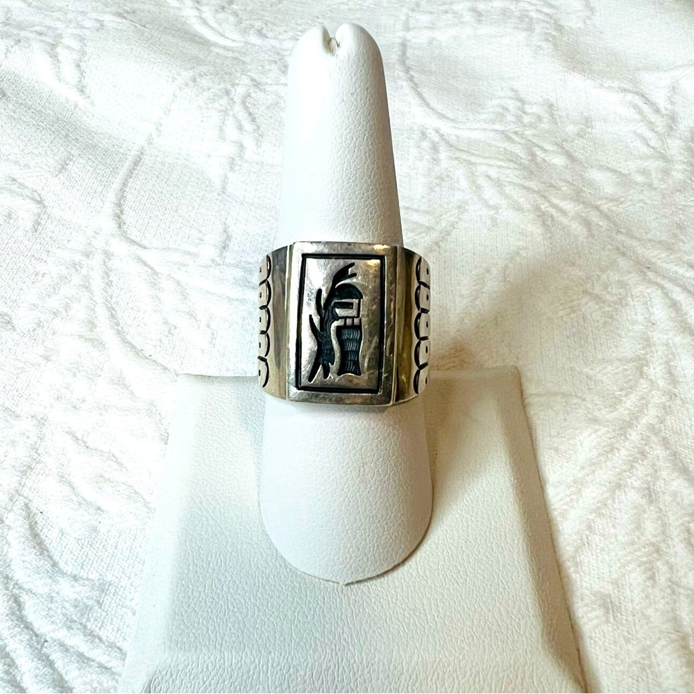 Hopi Sterling Silver Overlay Men’s Ring Size 9
